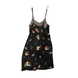 Black Summer Floral Dress w/ Spaghetti Straps Size XS